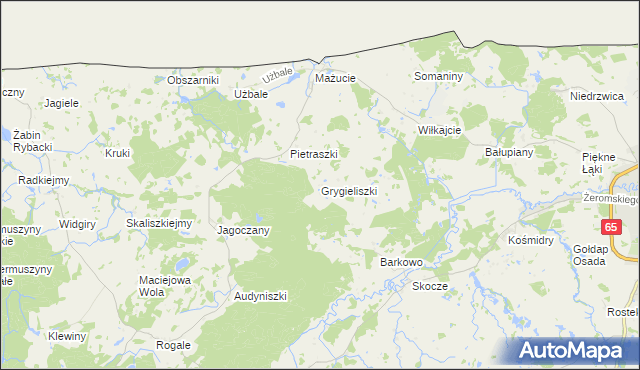 mapa Grygieliszki, Grygieliszki na mapie Targeo