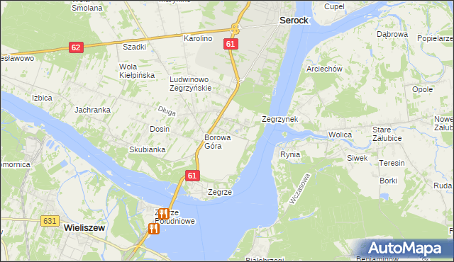 mapa Jadwisin gmina Serock, Jadwisin gmina Serock na mapie Targeo