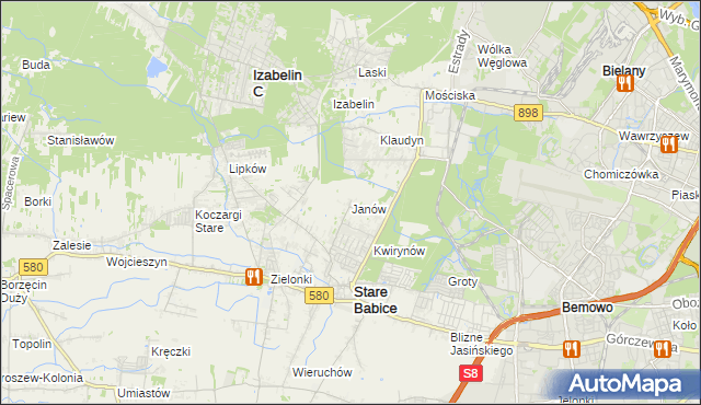 mapa Janów gmina Stare Babice, Janów gmina Stare Babice na mapie Targeo