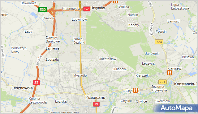mapa Józefosław, Józefosław na mapie Targeo