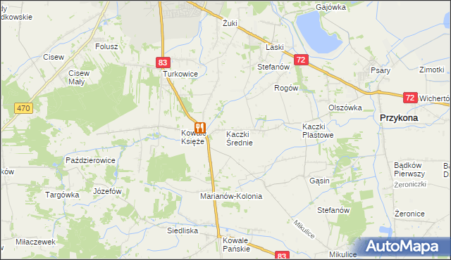 mapa Kaczki Średnie, Kaczki Średnie na mapie Targeo