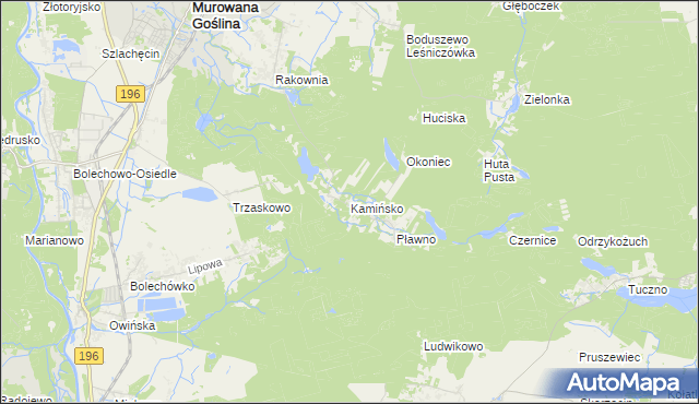 mapa Kamińsko gmina Murowana Goślina, Kamińsko gmina Murowana Goślina na mapie Targeo