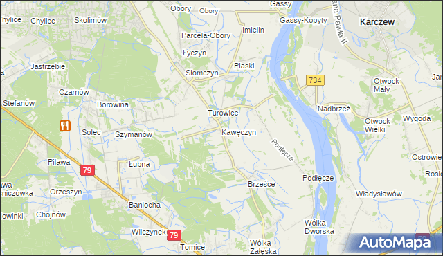 mapa Kawęczyn gmina Konstancin-Jeziorna, Kawęczyn gmina Konstancin-Jeziorna na mapie Targeo