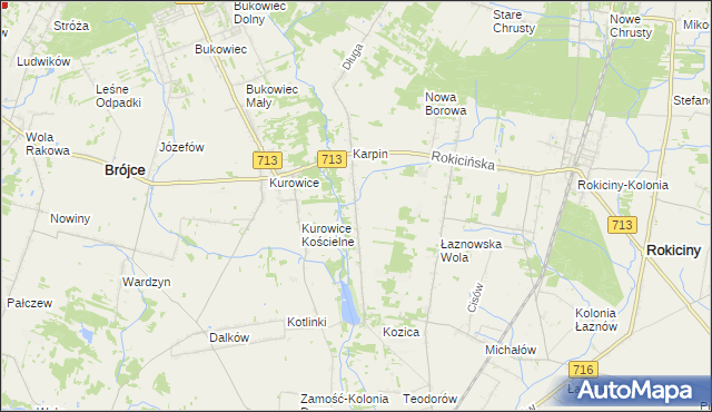 mapa Kotliny gmina Brójce, Kotliny gmina Brójce na mapie Targeo