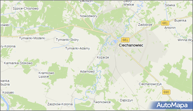 mapa Kozarze, Kozarze na mapie Targeo