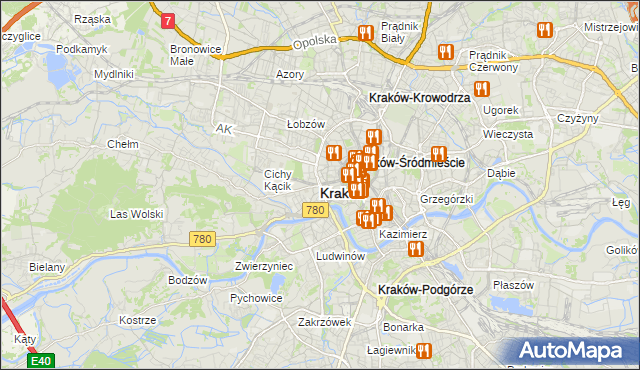 mapa Krakowa, Kraków na mapie Targeo