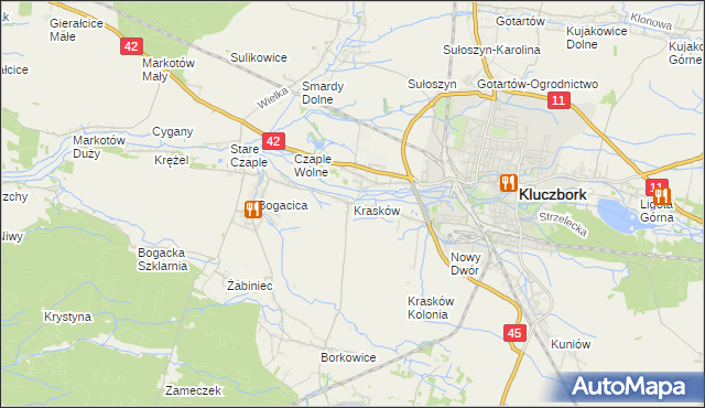 mapa Krasków gmina Kluczbork, Krasków gmina Kluczbork na mapie Targeo