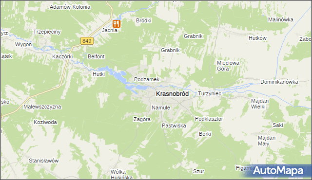 mapa Krasnobród, Krasnobród na mapie Targeo