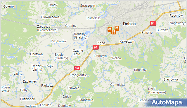 mapa Latoszyn, Latoszyn na mapie Targeo