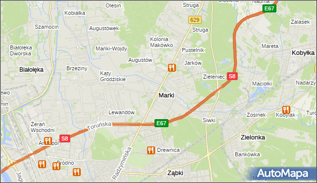 mapa Marki powiat wołomiński, Marki powiat wołomiński na mapie Targeo