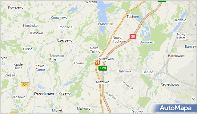 mapa Miszewko gmina Żukowo, Miszewko gmina Żukowo na mapie Targeo