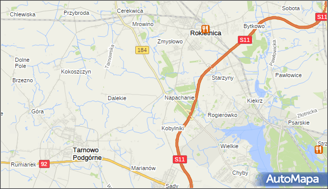 mapa Napachanie, Napachanie na mapie Targeo