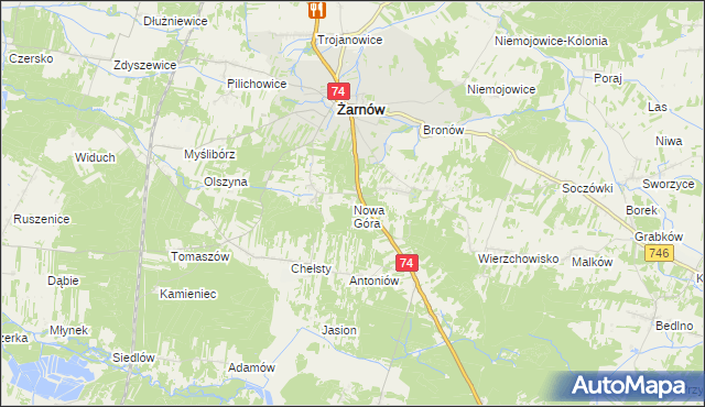 mapa Nowa Góra gmina Żarnów, Nowa Góra gmina Żarnów na mapie Targeo