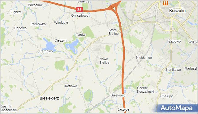 mapa Nowe Bielice, Nowe Bielice na mapie Targeo