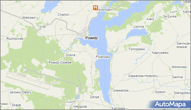 mapa Polanowo gmina Powidz, Polanowo gmina Powidz na mapie Targeo