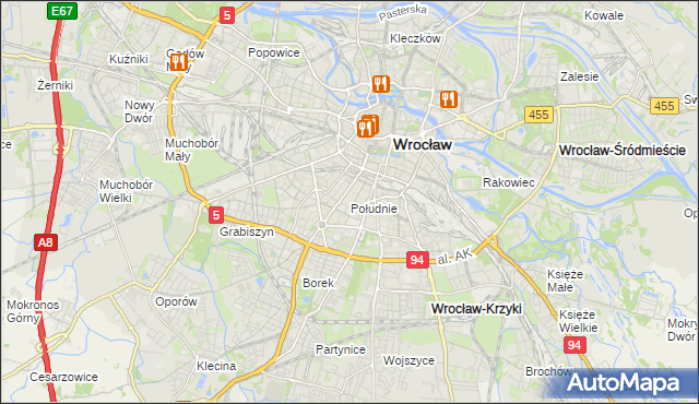 mapa Południe, Południe na mapie Targeo