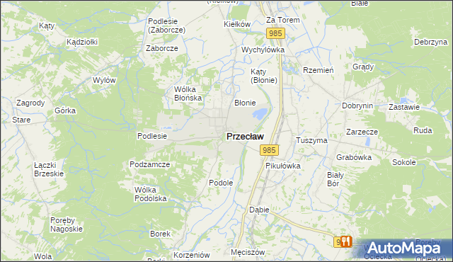 mapa Przecław powiat mielecki, Przecław powiat mielecki na mapie Targeo