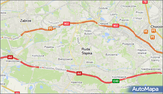 mapa Rudy Śląskiej, Ruda Śląska na mapie Targeo