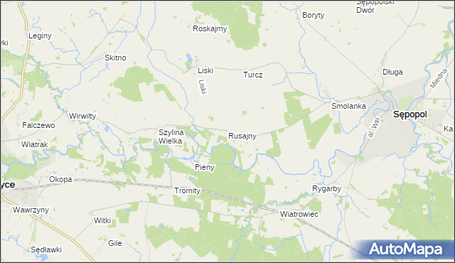 mapa Rusajny, Rusajny na mapie Targeo