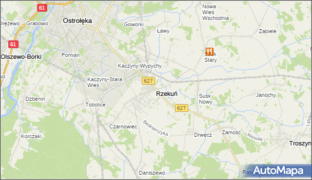 mapa Rzekuń, Rzekuń na mapie Targeo