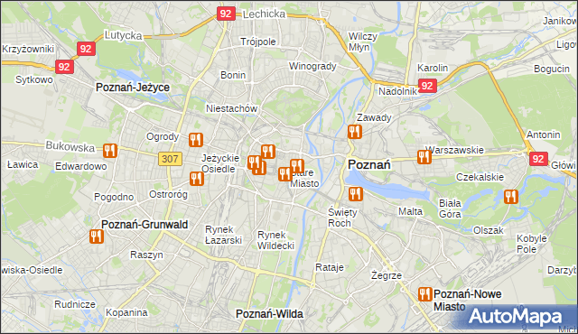 mapa Stare Miasto gmina Poznań, Stare Miasto gmina Poznań na mapie Targeo