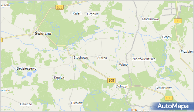 mapa Starza gmina Świerzno, Starza gmina Świerzno na mapie Targeo