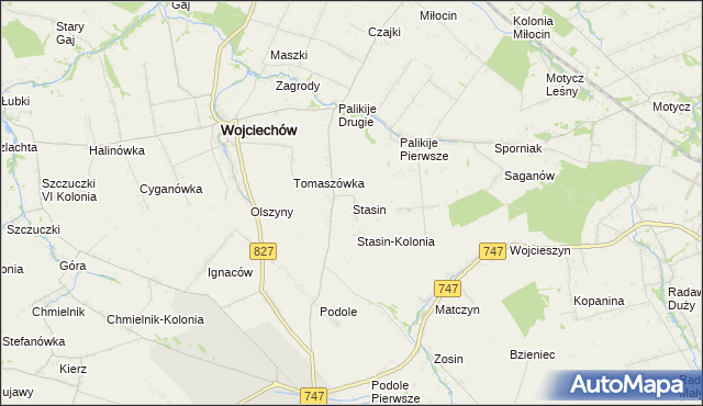 mapa Stasin gmina Wojciechów, Stasin gmina Wojciechów na mapie Targeo