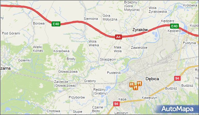 mapa Straszęcin, Straszęcin na mapie Targeo