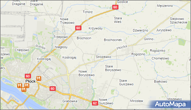 mapa Stróżewko gmina Radzanowo, Stróżewko gmina Radzanowo na mapie Targeo