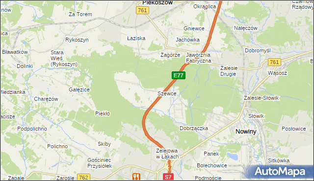 mapa Szewce gmina Sitkówka-Nowiny, Szewce gmina Sitkówka-Nowiny na mapie Targeo