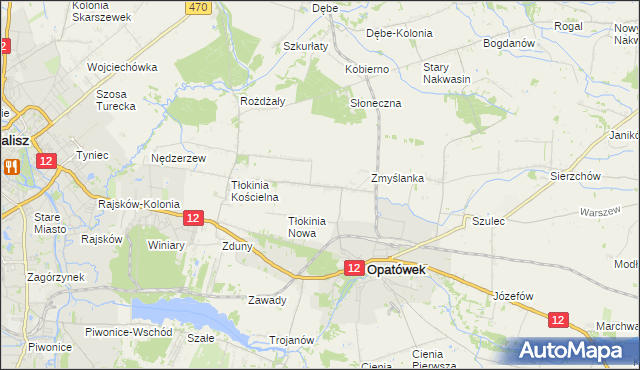 mapa Tłokinia Wielka, Tłokinia Wielka na mapie Targeo