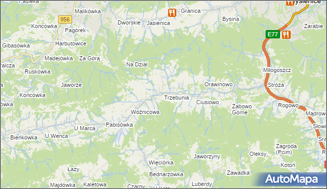 mapa Trzebunia, Trzebunia na mapie Targeo