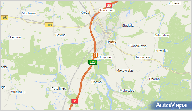 mapa Wilczyniec gmina Płoty, Wilczyniec gmina Płoty na mapie Targeo