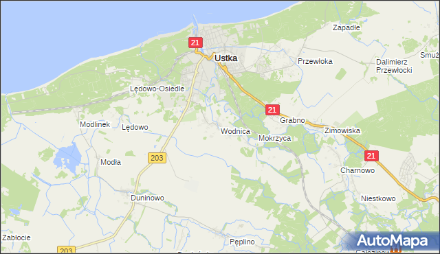 mapa Wodnica gmina Ustka, Wodnica gmina Ustka na mapie Targeo