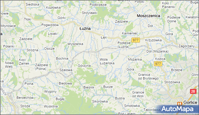 mapa Wola Łużańska, Wola Łużańska na mapie Targeo