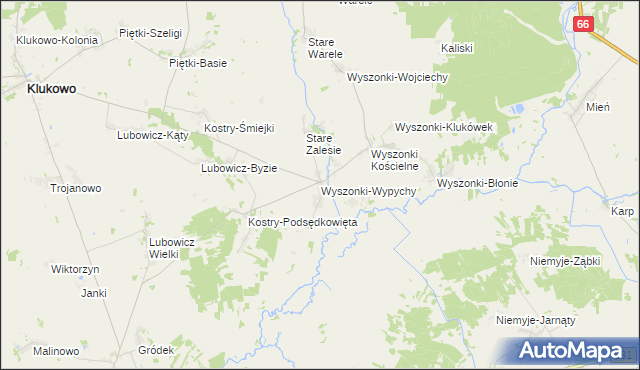 mapa Wyszonki-Wypychy, Wyszonki-Wypychy na mapie Targeo