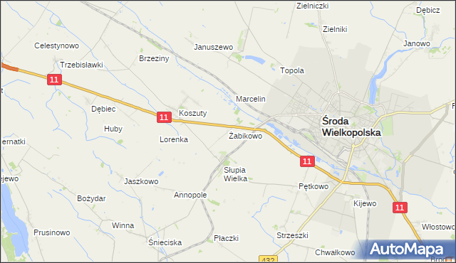 mapa Żabikowo, Żabikowo na mapie Targeo