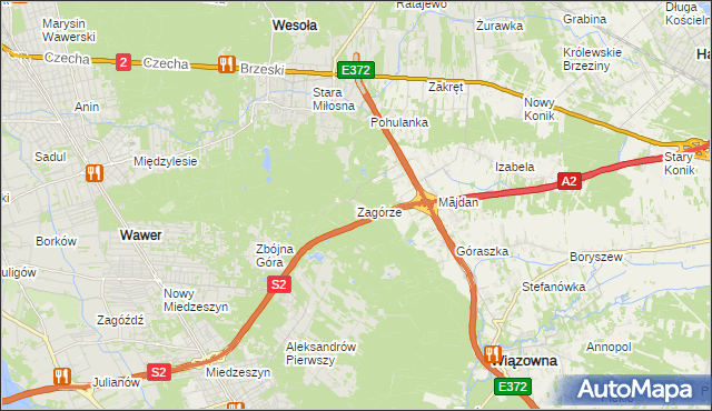 mapa Zagórze gmina Wiązowna, Zagórze gmina Wiązowna na mapie Targeo