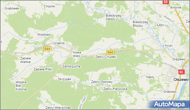 mapa Żebry-Chudek, Żebry-Chudek na mapie Targeo