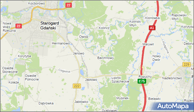 mapa Barchnowy, Barchnowy na mapie Targeo