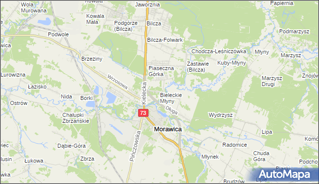 mapa Bieleckie Młyny, Bieleckie Młyny na mapie Targeo