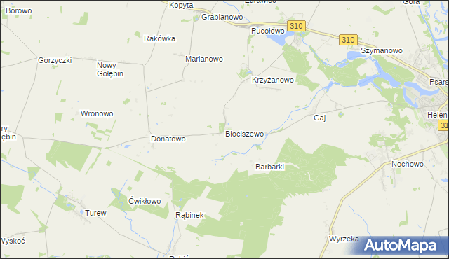 mapa Błociszewo, Błociszewo na mapie Targeo