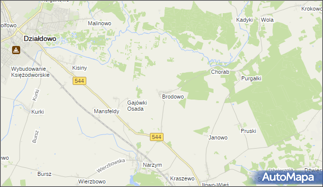 mapa Brodowo gmina Iłowo-Osada, Brodowo gmina Iłowo-Osada na mapie Targeo