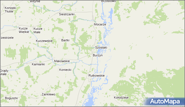 mapa Burzyn gmina Jedwabne, Burzyn gmina Jedwabne na mapie Targeo