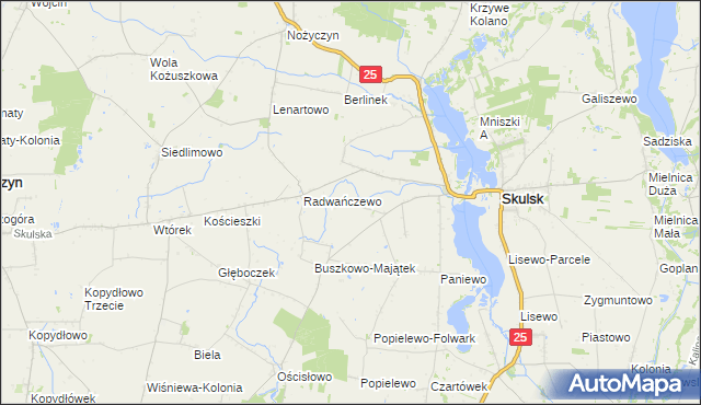 mapa Buszkowo gmina Skulsk, Buszkowo gmina Skulsk na mapie Targeo