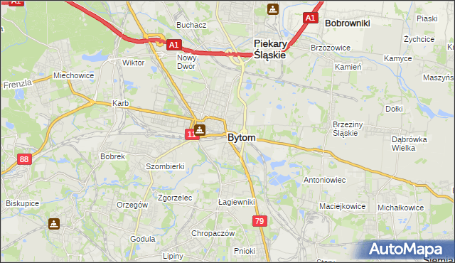 mapa Bytomia, Bytom na mapie Targeo
