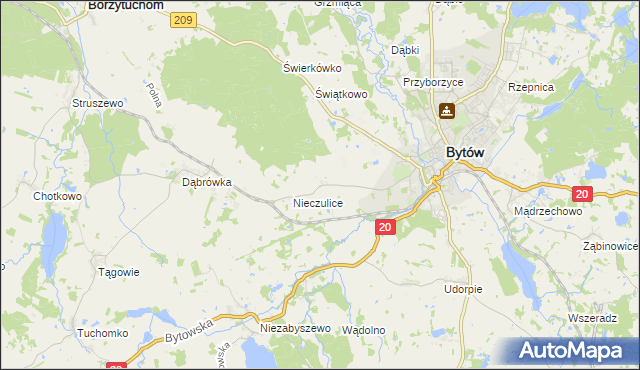 mapa Chomice gmina Bytów, Chomice gmina Bytów na mapie Targeo