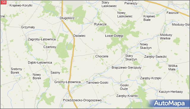 mapa Chorzele gmina Zambrów, Chorzele gmina Zambrów na mapie Targeo