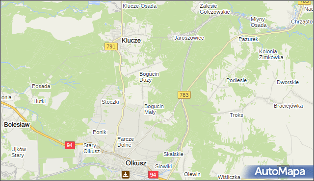 mapa Czarny Las gmina Olkusz, Czarny Las gmina Olkusz na mapie Targeo