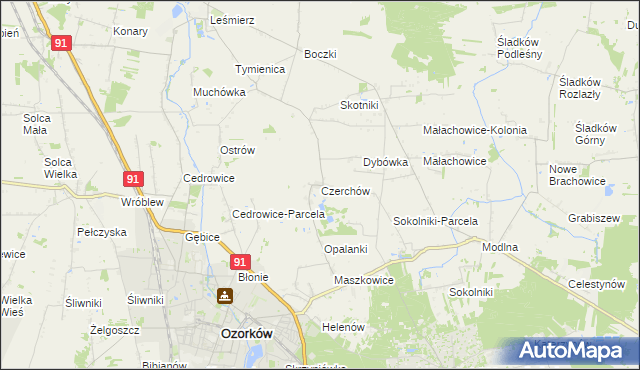 mapa Czerchów, Czerchów na mapie Targeo